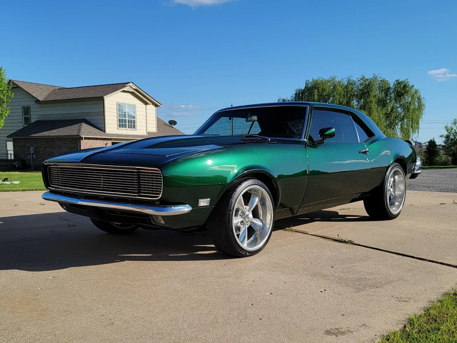 Green classic Chevrolet Camaro after ceramic coating at Kaliber Auto Detailing
